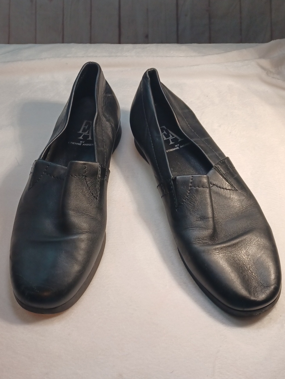 EtienneAignier  Black‎ Leather Casual Comfort Everyday  Shoes  8.5 M